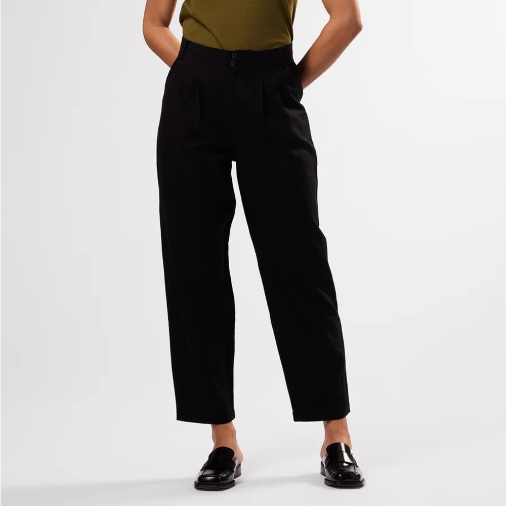 Black cotton linen pants